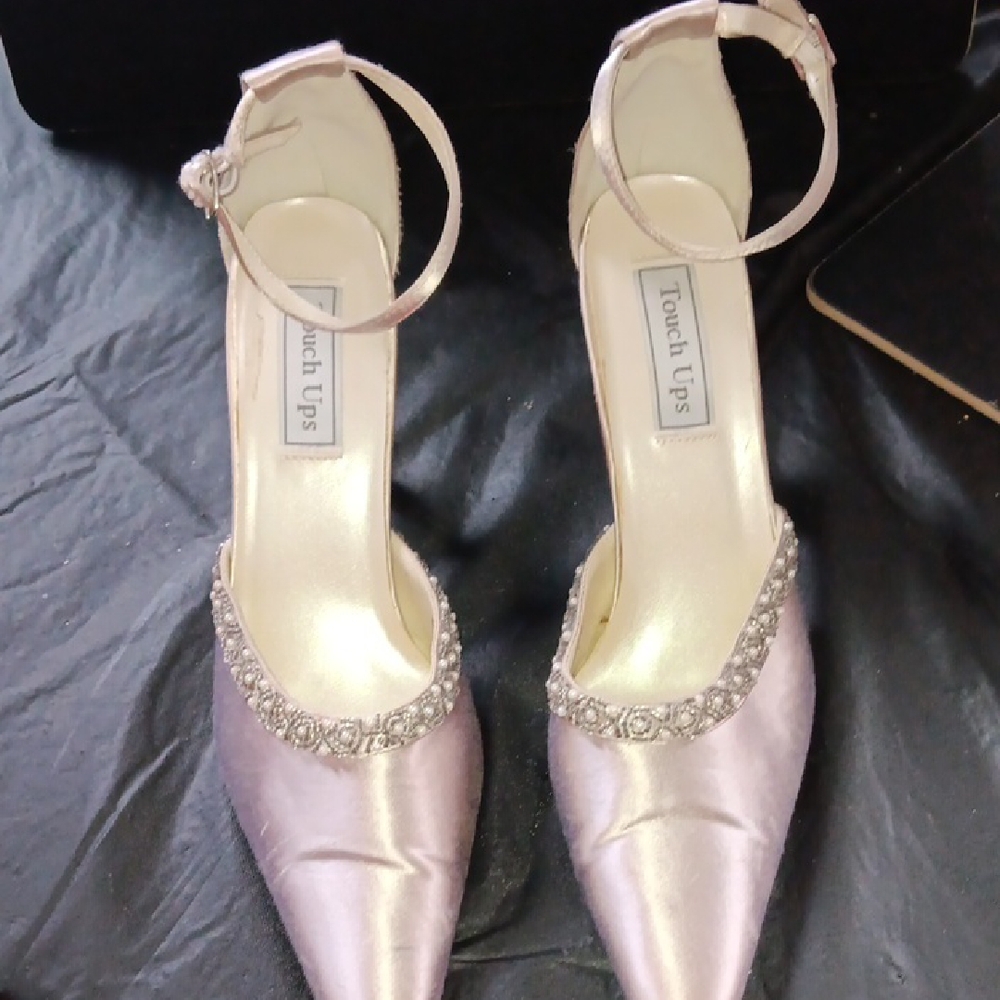 Touch Ups Women's Blush Satin Heels with Ankle Strap